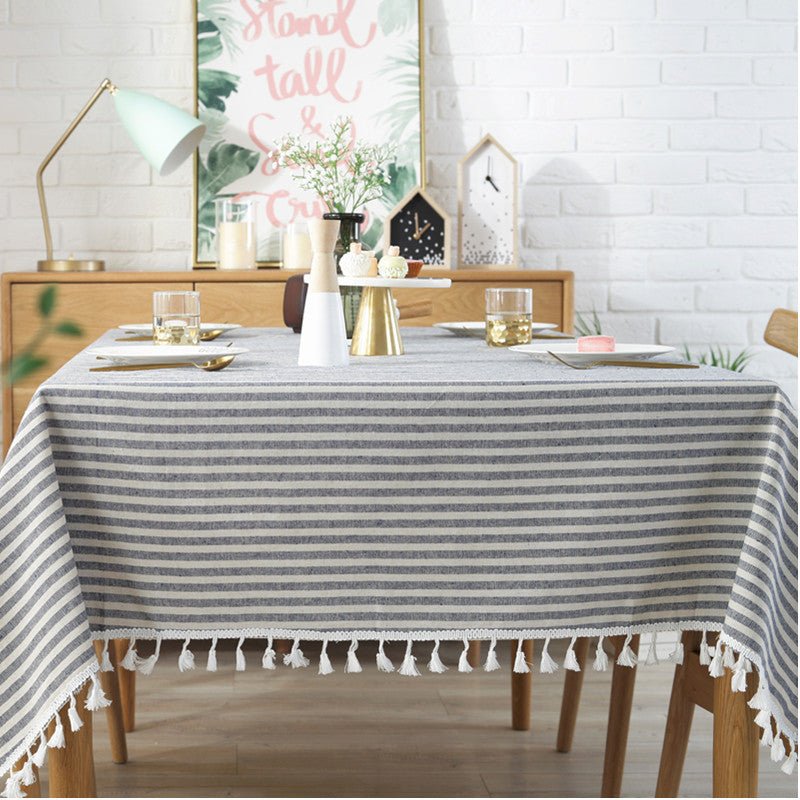 Striped Tassel Table Cloth Collection -Table Cloth- Delicors