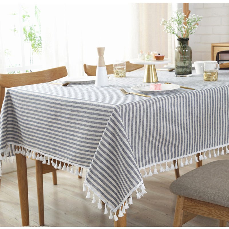 Striped Tassel Table Cloth Collection -Table Cloth- Delicors