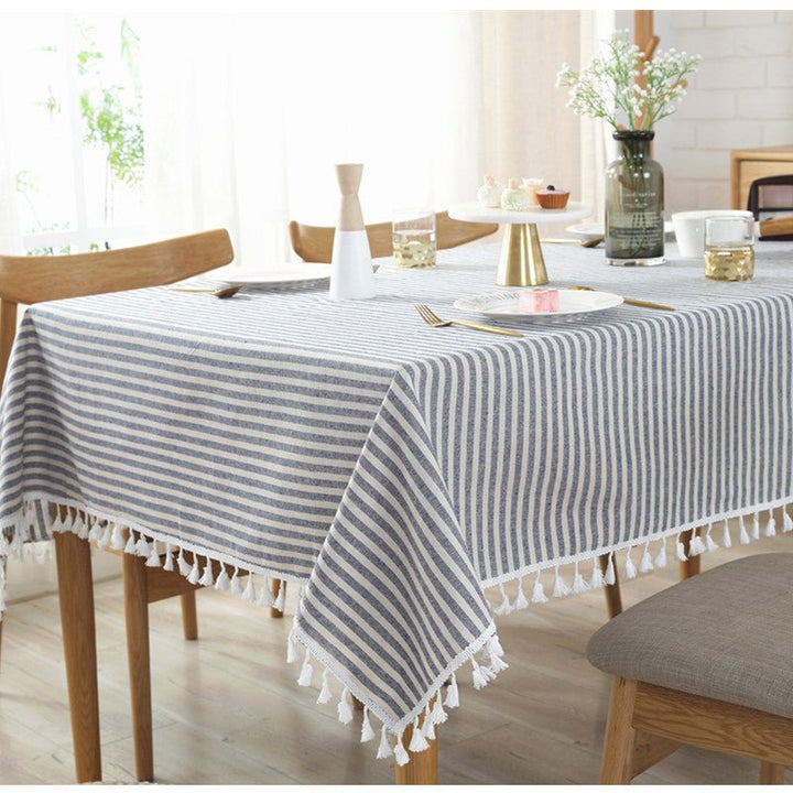 Striped Tassel Table Cloth Collection -Table Cloth- Delicors