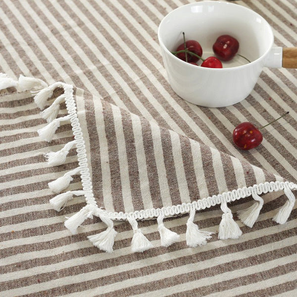 Striped Tassel Table Runner -Table Runner- Delicors