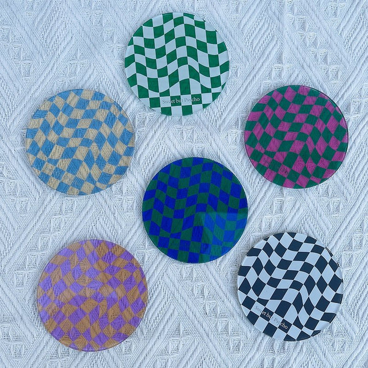 Wavy Checkerboard Acrylic Coasters Collection -- Delicors