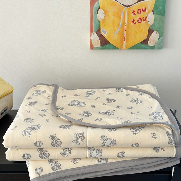 Childhood Sketch Summer Quilted Blanket