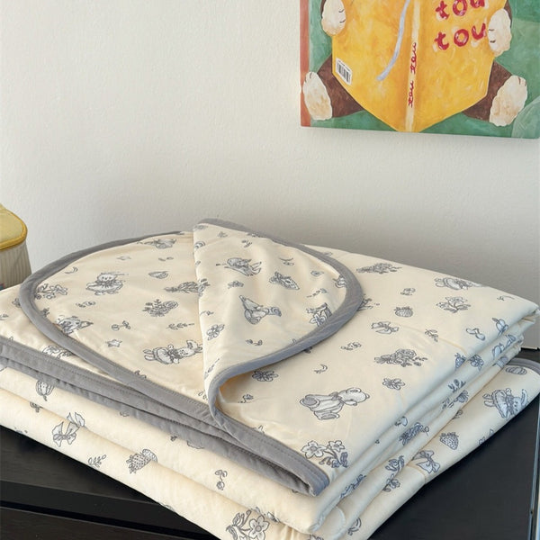 Childhood Sketch Summer Quilted Blanket