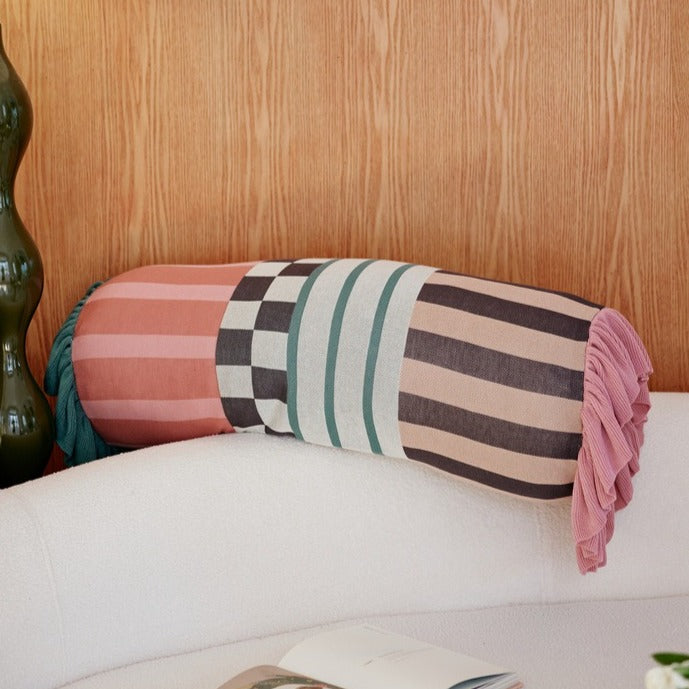 Playful Patchwork Bolster Cushion