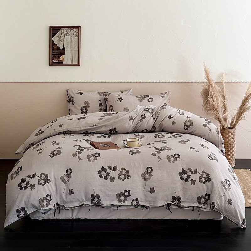 Zen Mind Ink Floral Bedding Set