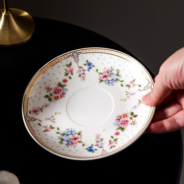 Footed Vintage Floral Teacup Set