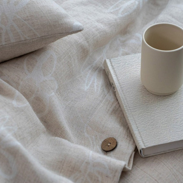 Wabi Sabi Floral Cotton Linen Bedding Set