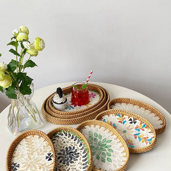 Shell Art Oval Tray Set