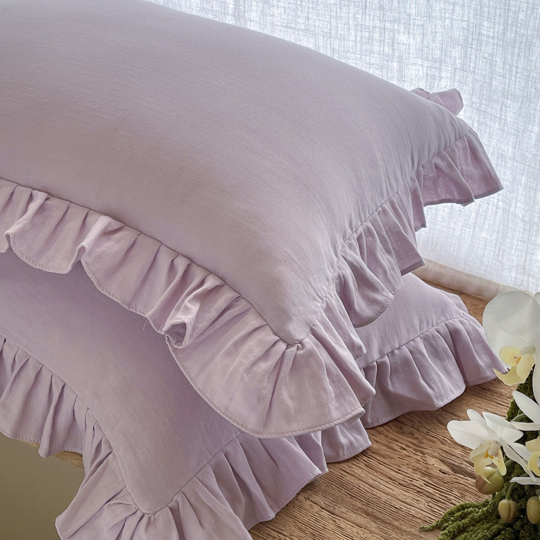 Ruffled Muslin Pillowcase Set