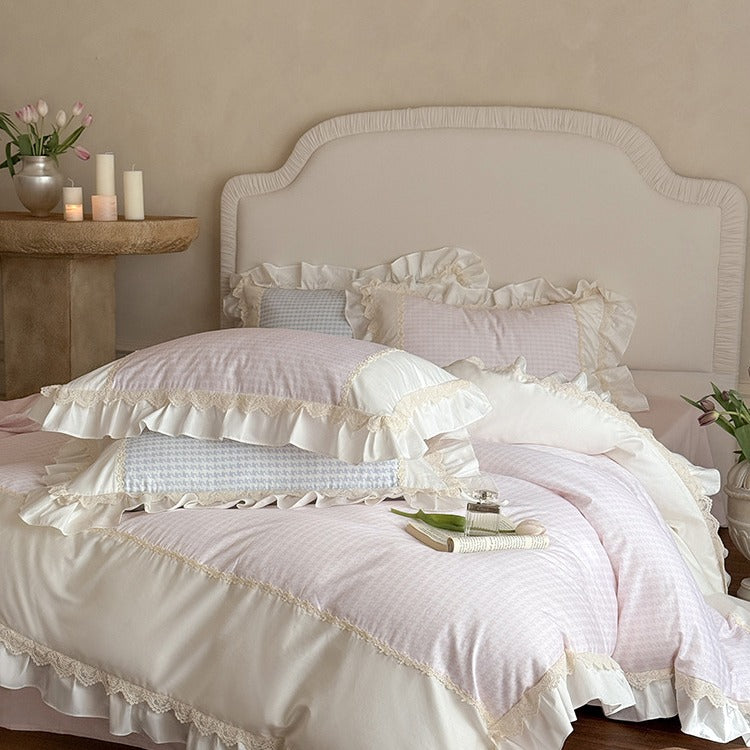 Houndstooth & Sweet Ruffle Bedding Set Collection