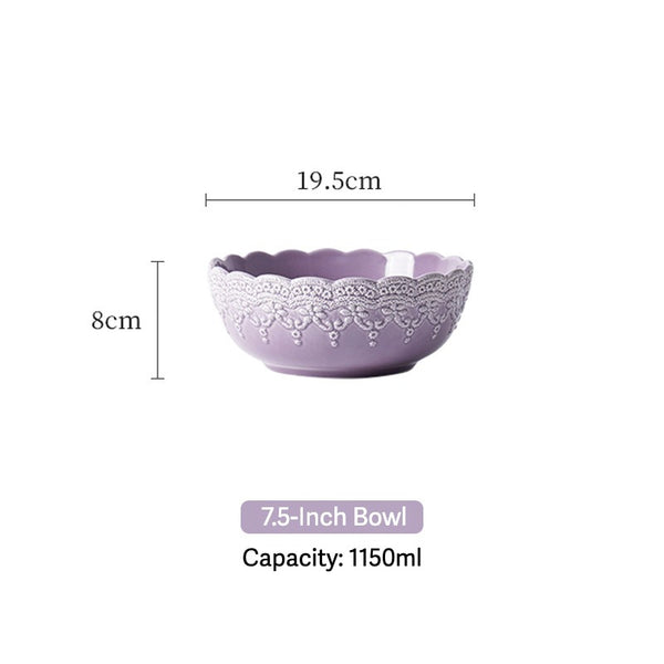 Lavender Lace Embossed Dinnerware