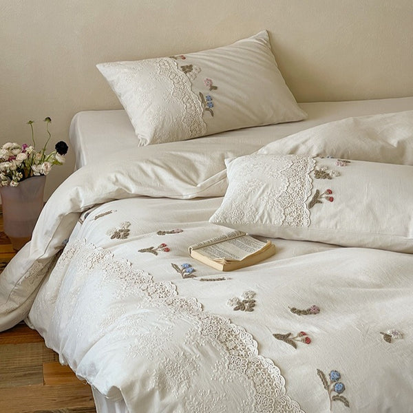 Vivid Floral Cotton Linen Bedding Set