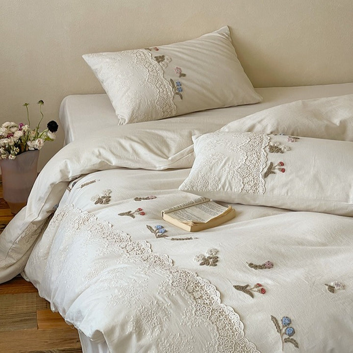 Vivid Floral Cotton Linen Bedding Set