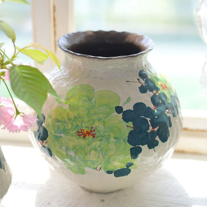 Green Rose Ceramic Vase Collection