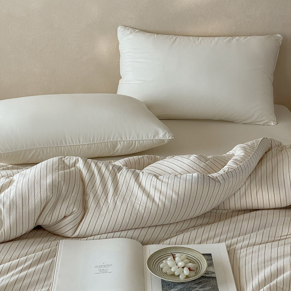 Beige Stripe Summer Quilted Blanket