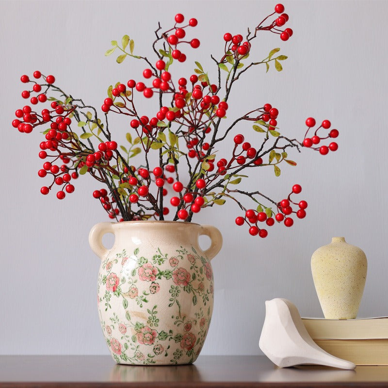 Red Rose Ceramic Vase