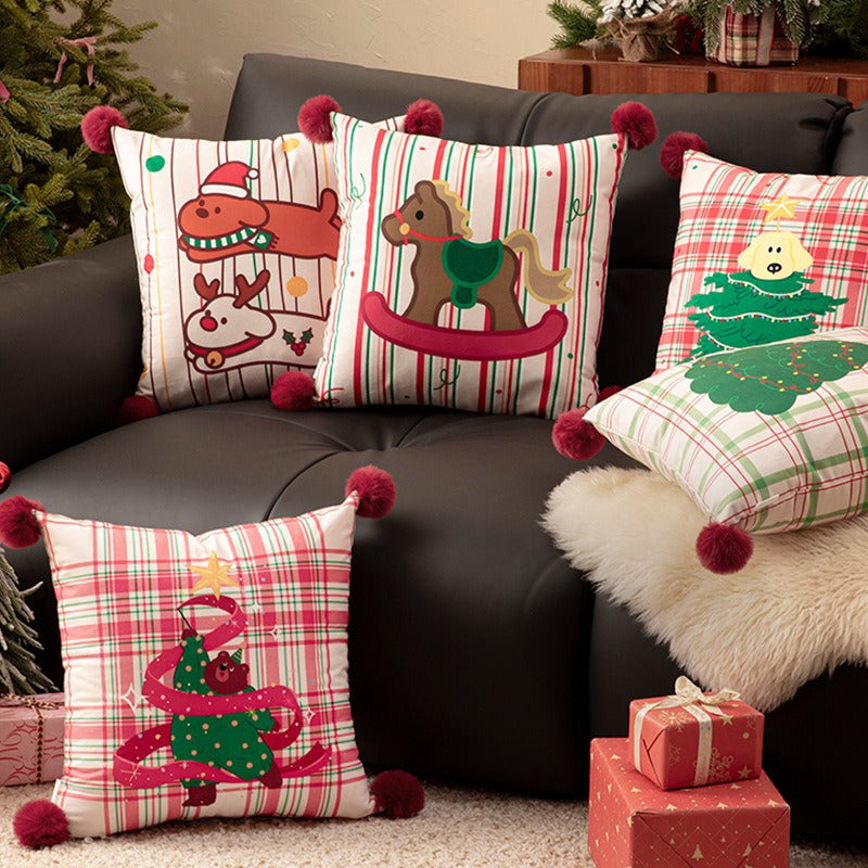 Xmas Pom-Pom Square Cushion