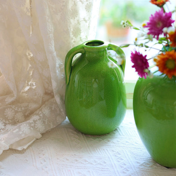 Green Crackle Ceramic Vase