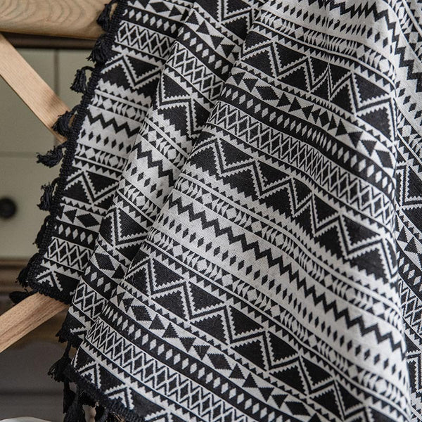 Wild Black Geometry Tassel Curtain
