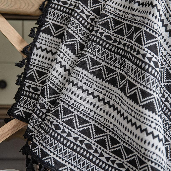 Wild Black Geometry Tassel Curtain