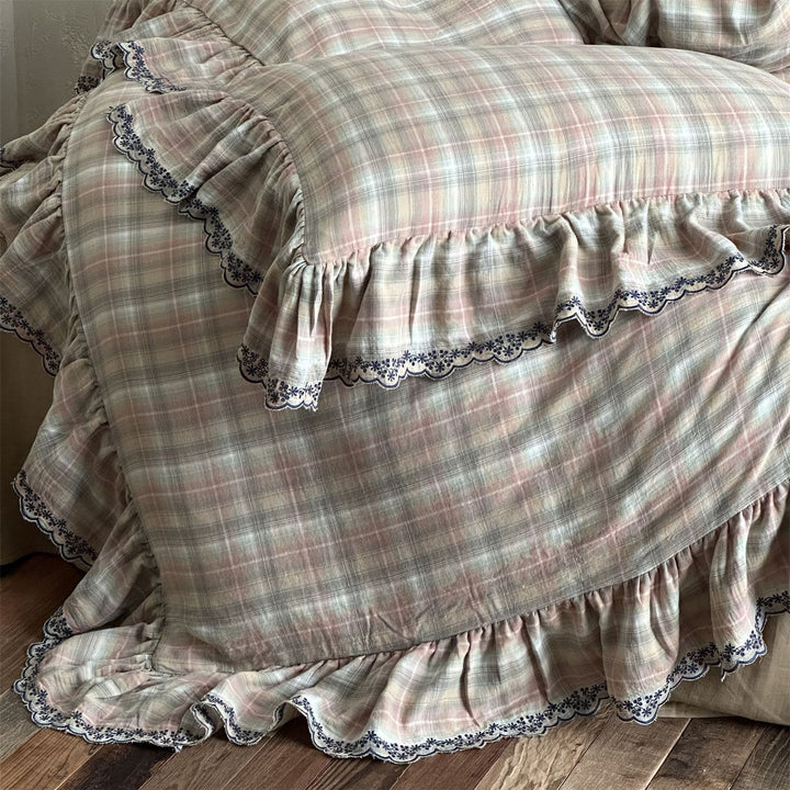 Forest Tartan & Ruffle Bedding Set
