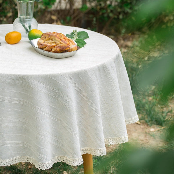 Line Linen Round Tablecloth