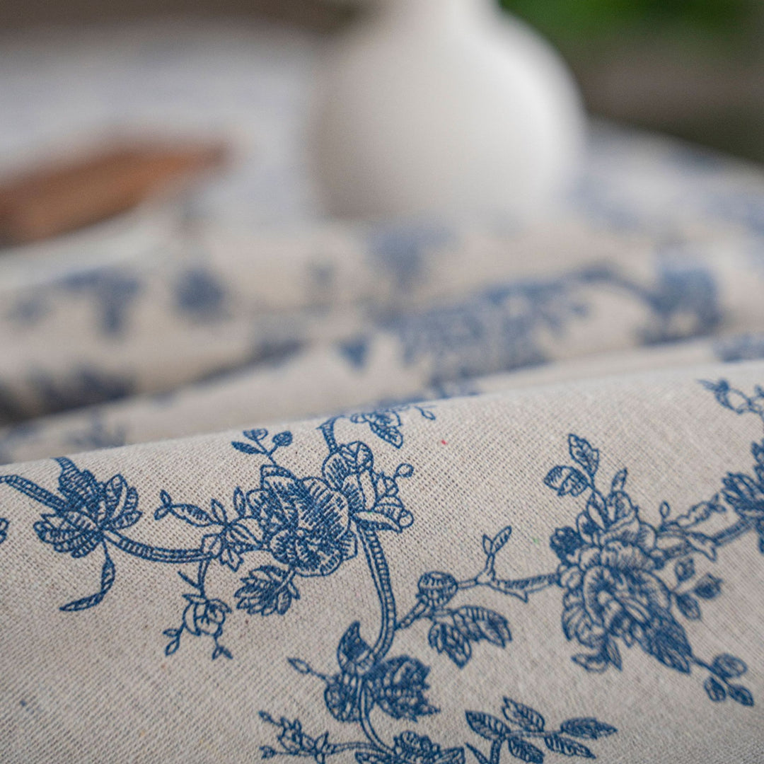 Retro Blooming Blue Table Cloth