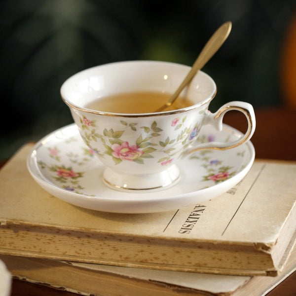 White Rosevine Teacup Set