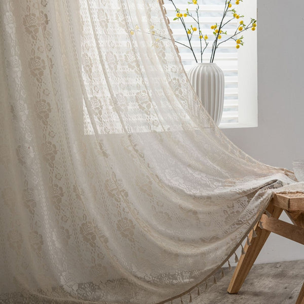 Rose Lace Tassel Curtain