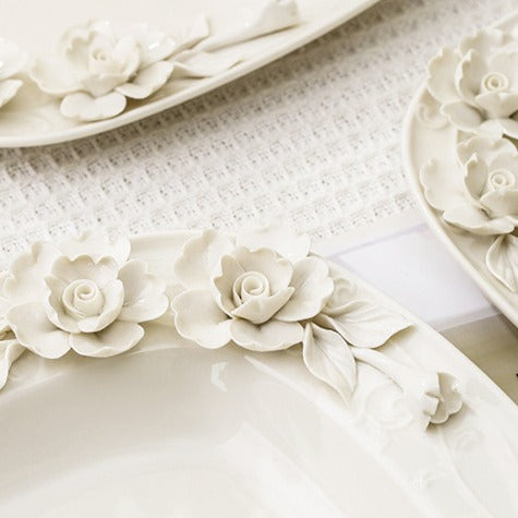 Beauty Rose Embossed Square Plate Collection