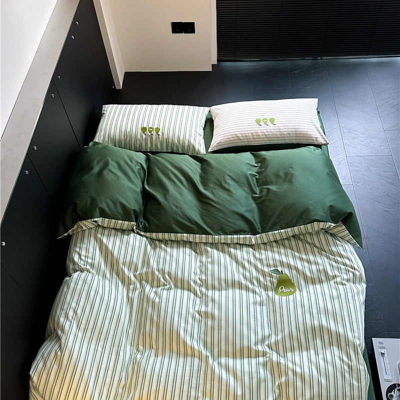 Green Pear Retro Bedding Set
