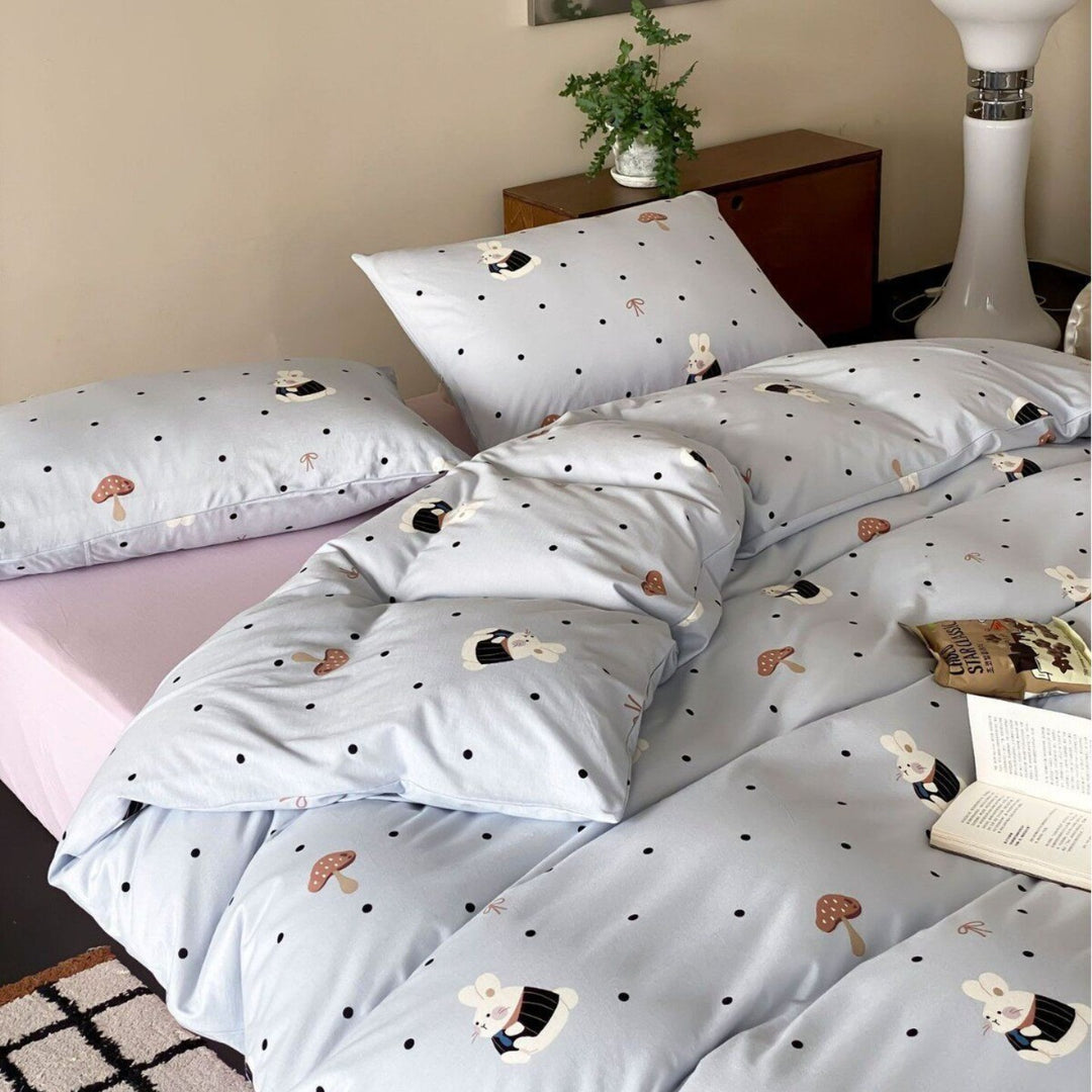 Mushroom Bunny Dots Bedding Set