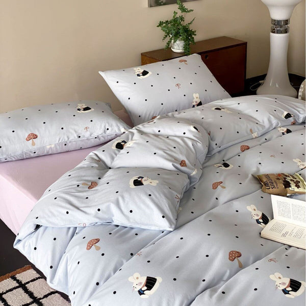 Mushroom Bunny Dots Bedding Set