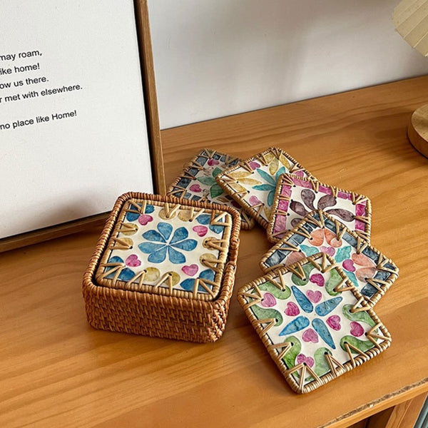 Shell Art Square Coaster Set