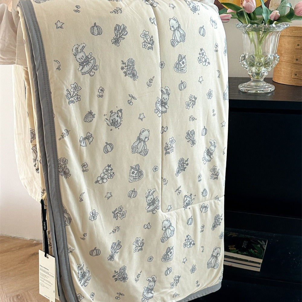 Childhood Sketch Summer Quilted Blanket