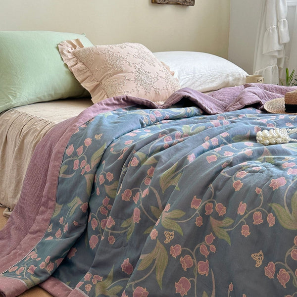 Bellflower Summer Quilted Blanket