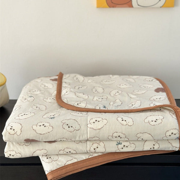 Teddy Dog Summer Quilted Blanket