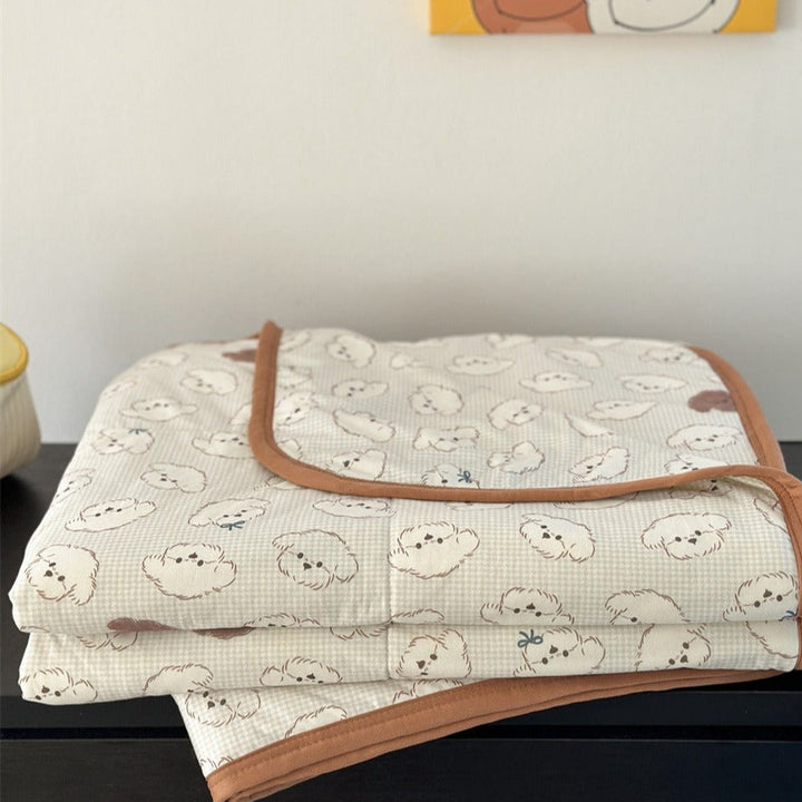 Teddy Dog Summer Quilted Blanket
