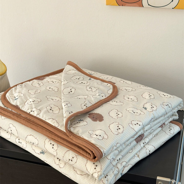Teddy Dog Summer Quilted Blanket