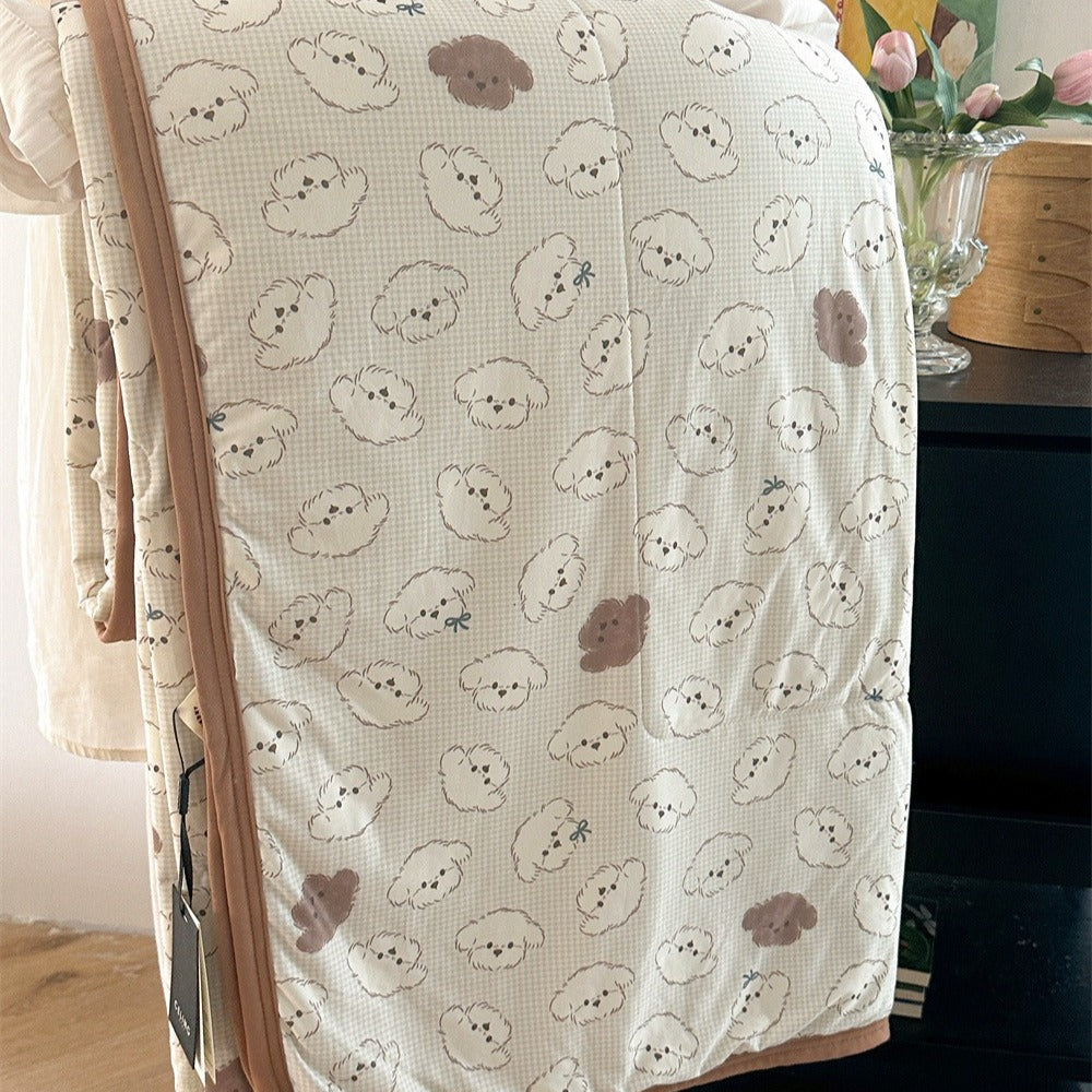 Teddy Dog Summer Quilted Blanket