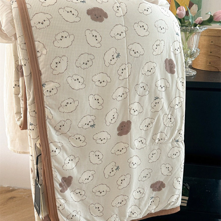 Teddy Dog Summer Quilted Blanket
