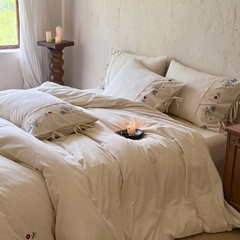Wildflower Knot Linen Cotton Bedding Set