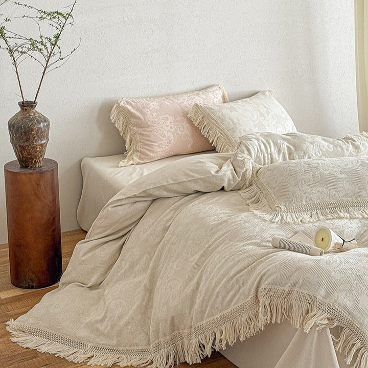 Linen Fringe Bedding Set
