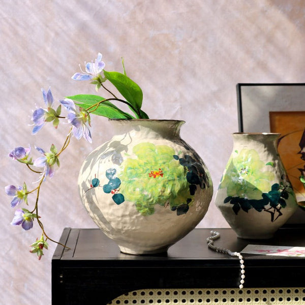 Green Rose Ceramic Vase