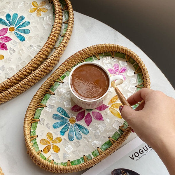 Shell Art Oval Tray Set