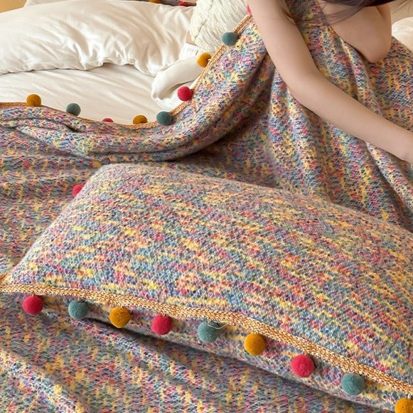 Pom-Pom Candy Quilted Blanket