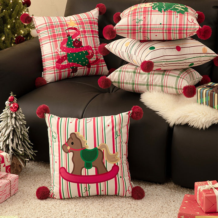 Xmas Pom-Pom Square Cushion