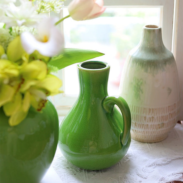 Green Crackle Ceramic Vase