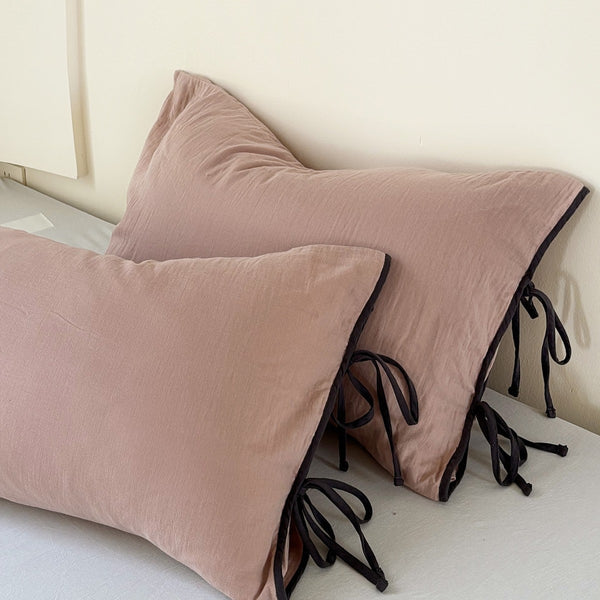 Colour Block Side Tie Pillowcase Set