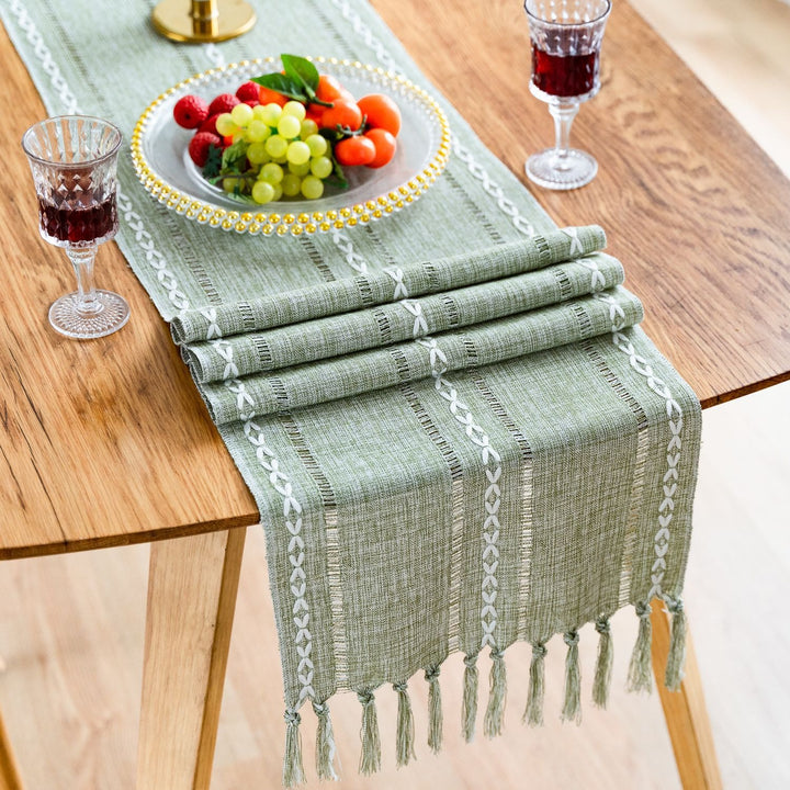 Cloudy Day Tassel Table Runner